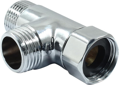 G1/2" 3 Way Diverter Valve, Solid Brass Tee Adapter Connection for Bath Shower Arm, Bidet Sprayer Faucet V1258-DP02-B-3830