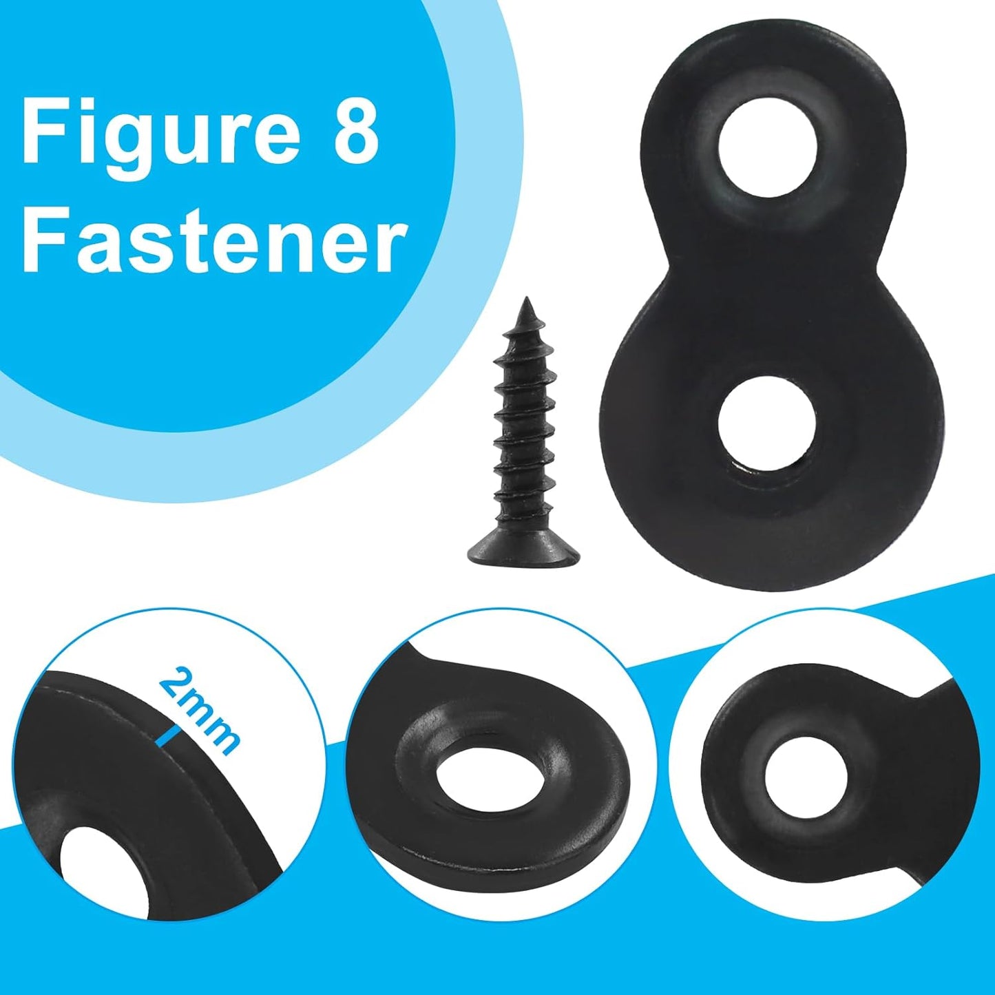 30 Pack Heavy Duty Figure 8 Fastener Clips, Solid Steel Fasteners Screws Heavy Duty Clips, Durable Table Top V1258-DP02-B-3835