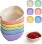 6 Pack Small Plastic Bowls 4.5 OZ Unbreakable Wheat Straw Dipping Bowls, plastic ramekins, Assorted Colors V1258-DP02-B-384