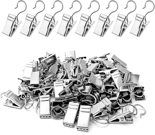 Small Hanging Clip for Curtains - 100 Pack Camper Awning Lights Clips with Light Hanger Hooks, Best for Camp V1258-DP02-B-3844