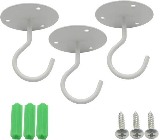 3 Pack Heavy Duty Ceiling Hooks, Metal Wall Mounted Hangers for Indoor Outdoor Bird Feeders Planters, Hanging V1258-DP02-B-3850