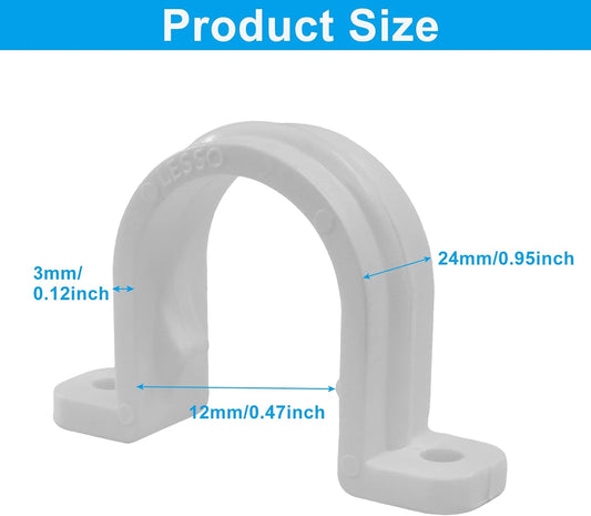 10 Sets SCH 3/4 Inch (25MM) Conduit Pipe Clamps, Non-Metallic PVC Pipe Clips Two Hole Plastic clips for V1258-DP02-B-3861