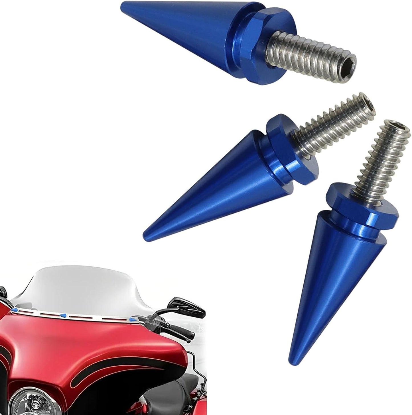 Windshield Bolts Blue Fairing Bolts, Windscreen Screws Kit Compatible for Street Glide, Electra Glide, Ultra V1258-DP02-B-3863