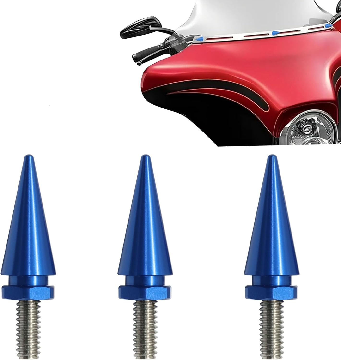 Windshield Bolts Blue Fairing Bolts, Windscreen Screws Kit Compatible for Street Glide, Electra Glide, Ultra V1258-DP02-B-3863