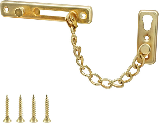 Heavy Duty Door Chain Lock with Mounting Screws, Stainless Steel Door Chain Guard for Front Doors, Pet Safe V1258-DP02-B-3868