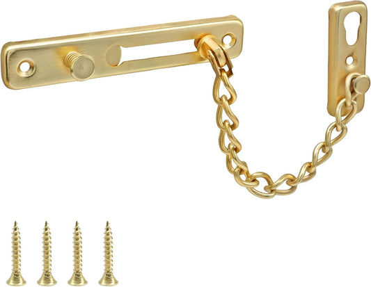 Heavy Duty Door Chain Lock with Mounting Screws, Stainless Steel Door Chain Guard for Front Doors, Pet Safe V1258-DP02-B-3868