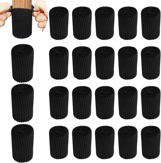 24 PCS Furniture Leg Socks Chair Legs Protectors, Black Thicken Knitted Chair Socks Stretchable Furniture Leg V1258-DP02-B-3871