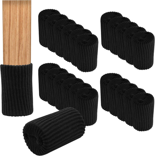 24 PCS Furniture Leg Socks Chair Legs Protectors, Black Thicken Knitted Chair Socks Stretchable Furniture Leg V1258-DP02-B-3871
