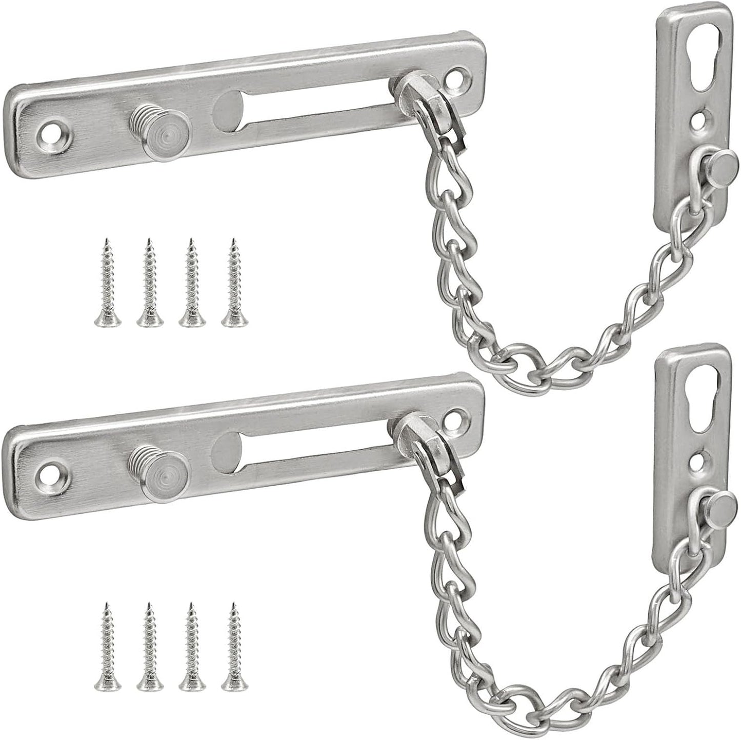 Heavy Duty Door Chain Lock with Mounting Screws, Stainless Steel Door Chain Guard for Front Doors, Pet Safe V1258-DP02-B-3872