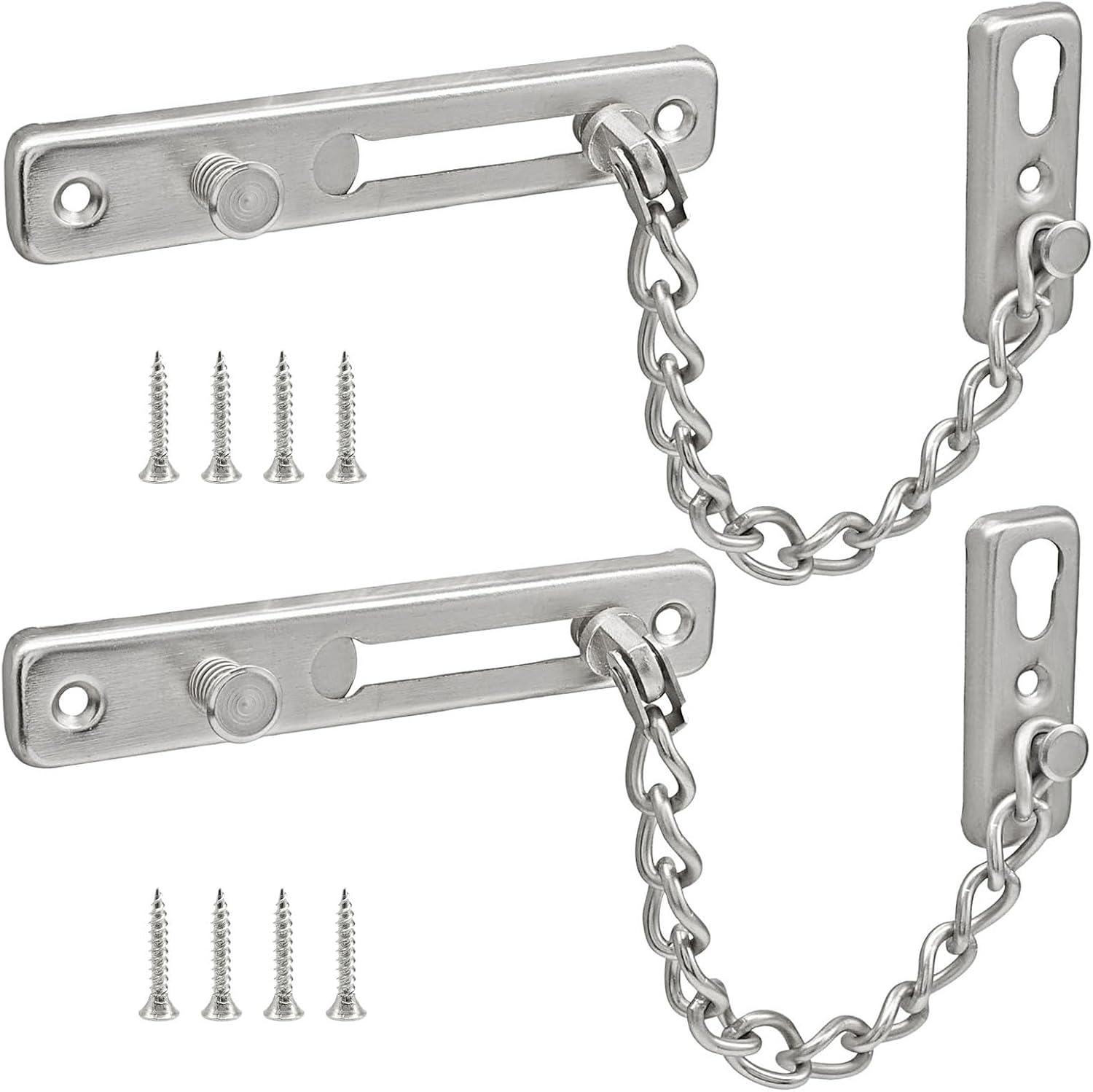 Heavy Duty Door Chain Lock with Mounting Screws, Stainless Steel Door Chain Guard for Front Doors, Pet Safe V1258-DP02-B-3872