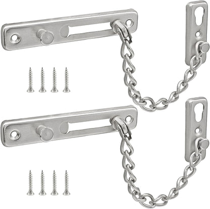 Heavy Duty Door Chain Lock with Mounting Screws, Stainless Steel Door Chain Guard for Front Doors, Pet Safe V1258-DP02-B-3872