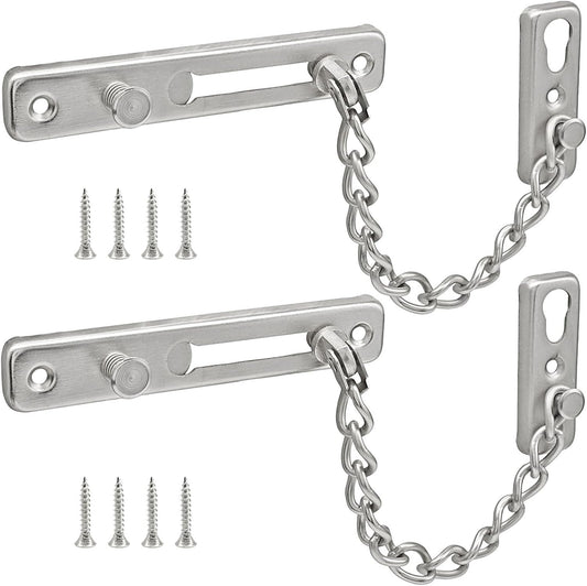 Heavy Duty Door Chain Lock with Mounting Screws, Stainless Steel Door Chain Guard for Front Doors, Pet Safe V1258-DP02-B-3872