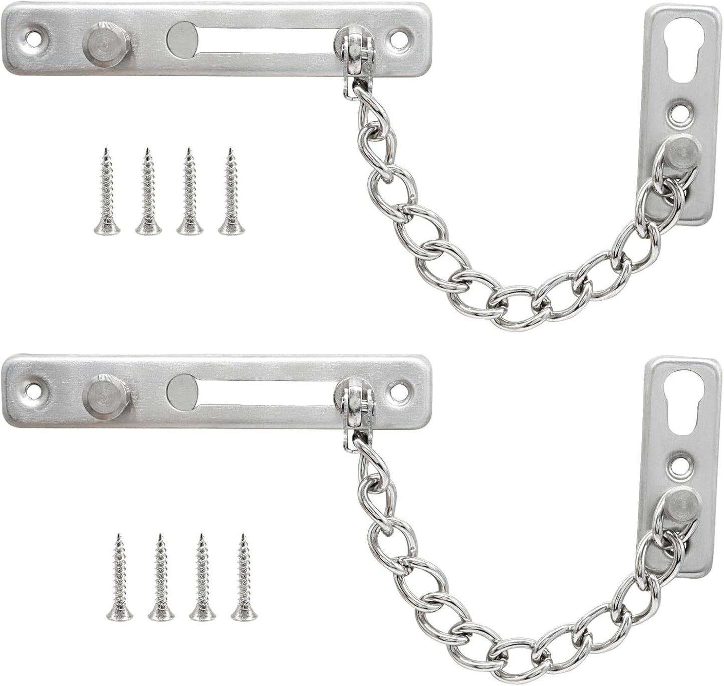 Heavy Duty Door Chain Lock with Mounting Screws, Stainless Steel Door Chain Guard for Front Doors, Pet Safe V1258-DP02-B-3872