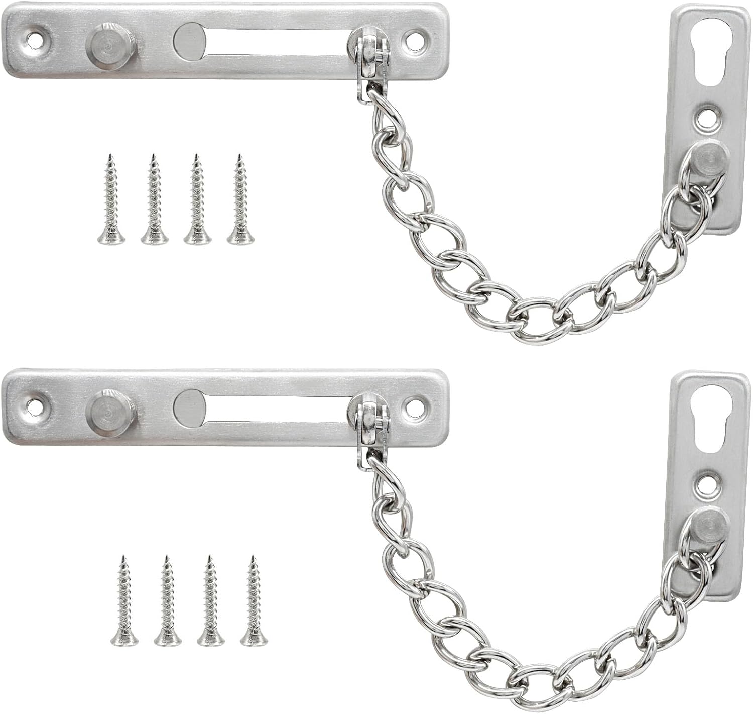 Heavy Duty Door Chain Lock with Mounting Screws, Stainless Steel Door Chain Guard for Front Doors, Pet Safe V1258-DP02-B-3872