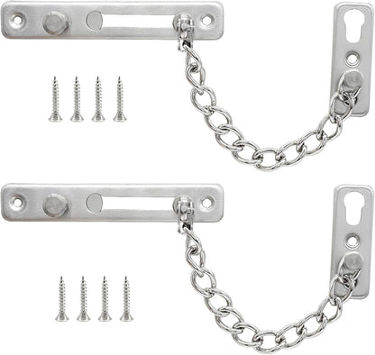 Heavy Duty Door Chain Lock with Mounting Screws, Stainless Steel Door Chain Guard for Front Doors, Pet Safe V1258-DP02-B-3872
