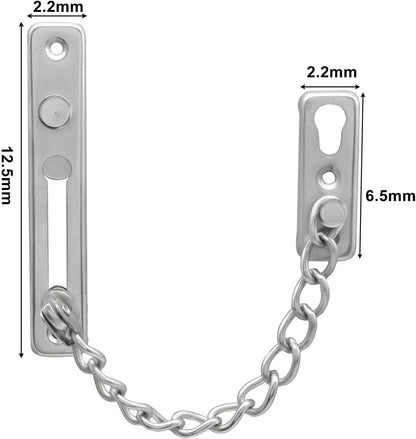 Heavy Duty Door Chain Lock with Mounting Screws, Stainless Steel Door Chain Guard for Front Doors, Pet Safe V1258-DP02-B-3872