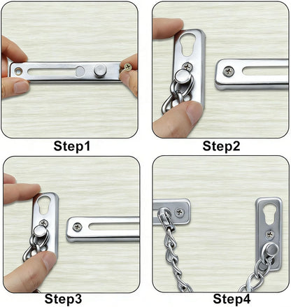 Heavy Duty Door Chain Lock with Mounting Screws, Stainless Steel Door Chain Guard for Front Doors, Pet Safe V1258-DP02-B-3872