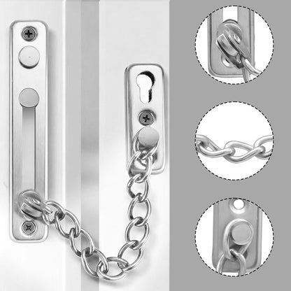Heavy Duty Door Chain Lock with Mounting Screws, Stainless Steel Door Chain Guard for Front Doors, Pet Safe V1258-DP02-B-3872