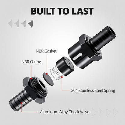 3/8" Fuel Check Valve One Way Inline Non Return Diesel Gasoline Black (10mm OD,2PCS) V1258-DP02-B-3877