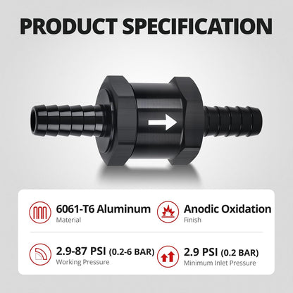3/8" Fuel Check Valve One Way Inline Non Return Diesel Gasoline Black (10mm OD,2PCS) V1258-DP02-B-3877