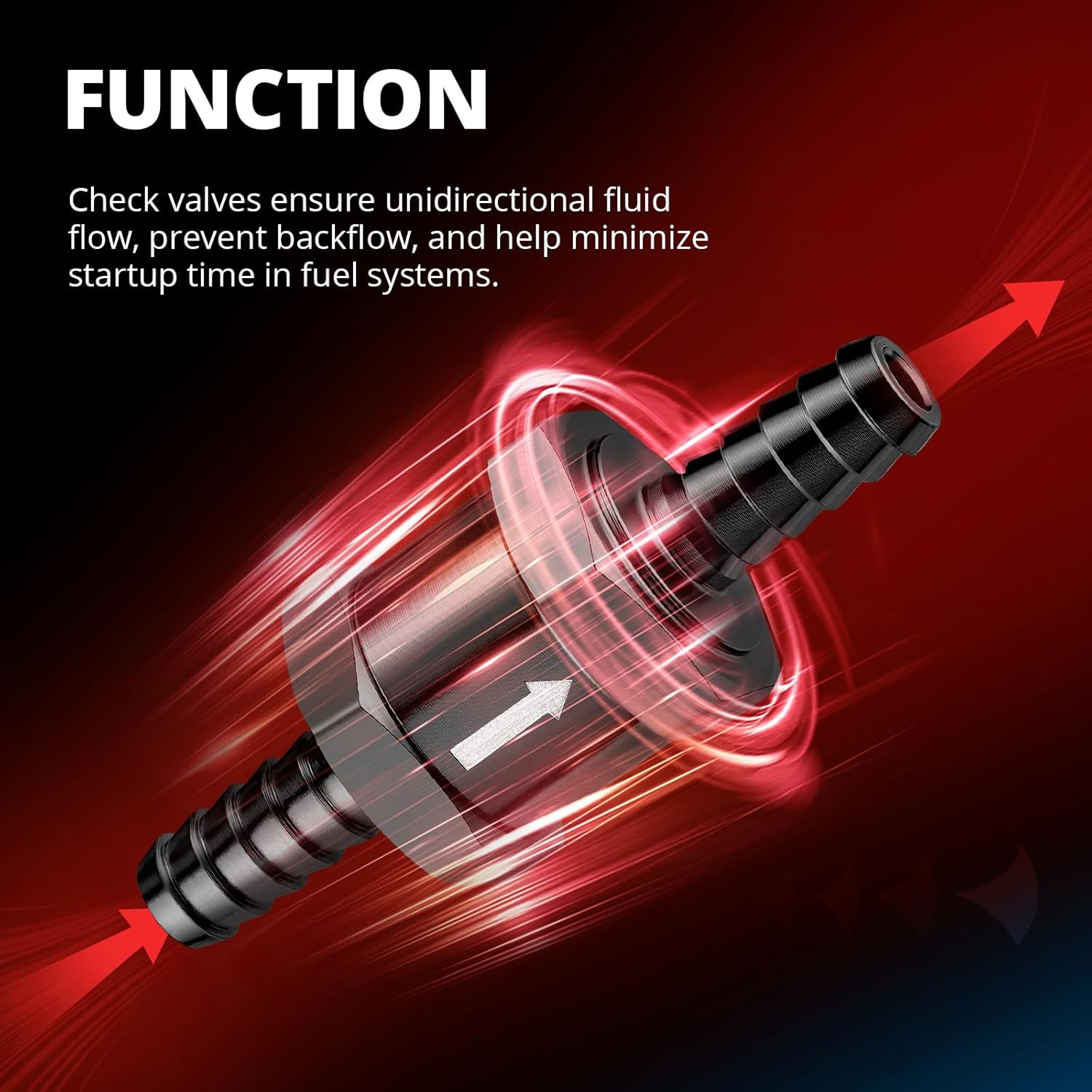 3/8" Fuel Check Valve One Way Inline Non Return Diesel Gasoline Black (10mm OD,2PCS) V1258-DP02-B-3877