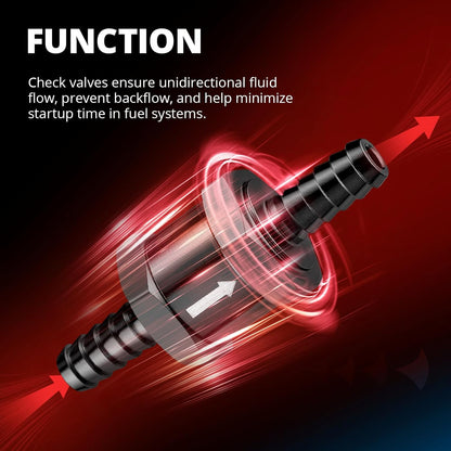 3/8" Fuel Check Valve One Way Inline Non Return Diesel Gasoline Black (10mm OD,2PCS) V1258-DP02-B-3877