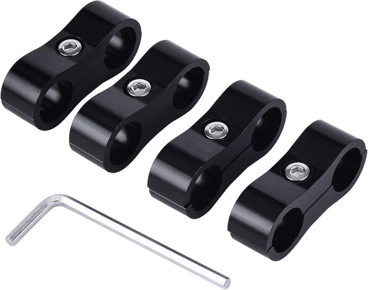 6AN Hose Separator Clamp, AN6 Fuel Line Mounting Clamp Aluminum Black 4PCS V1258-DP02-B-3878