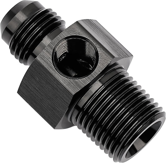6AN to 3/8 NPT with 1/8" NPT gauge port Fuel Pressure Take off Fitting Adapter Aluminum V1258-DP02-B-3880