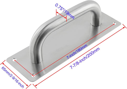 Door Pull Handle with Plate Stainess Steel Heavy Duty Barn Door Handle Push Pull Handles for Shed Commercial V1258-DP02-B-3881