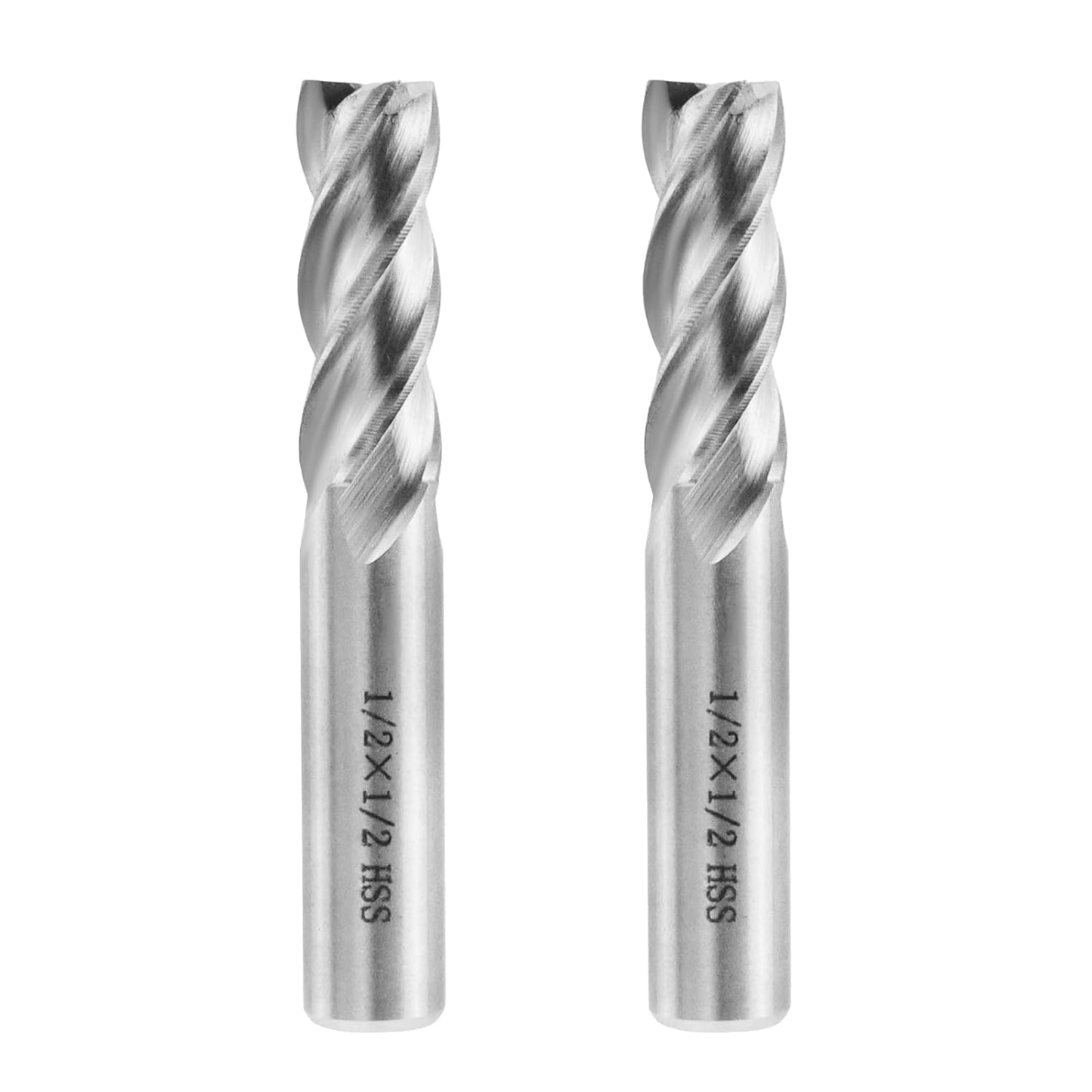 Square End Mill 1/2" Cutting Dia x 1/2" Shank Dia 4 Flute Straight End Mill Cutter - 2pcs V1258-DP02-B-3883