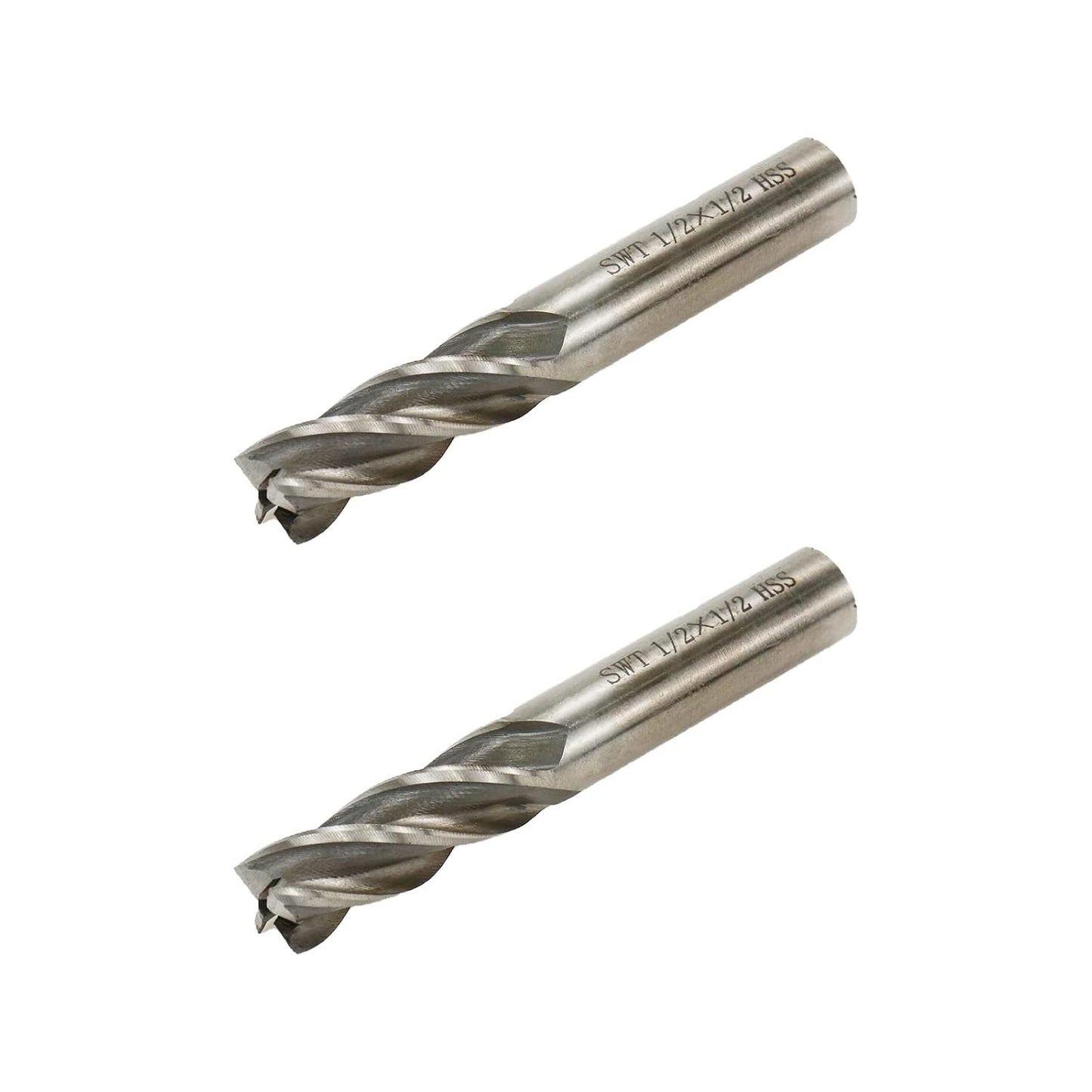 Square End Mill 1/2" Cutting Dia x 1/2" Shank Dia 4 Flute Straight End Mill Cutter - 2pcs V1258-DP02-B-3883