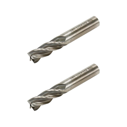 Square End Mill 1/2" Cutting Dia x 1/2" Shank Dia 4 Flute Straight End Mill Cutter - 2pcs V1258-DP02-B-3883