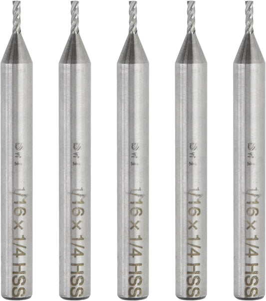 End Mill Cutter 1/16" Cutting Dia 1/4" Shank Dia 4 Flutes End Mill Drill Bit - 5pcs V1258-DP02-B-3884