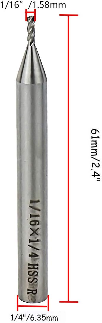 End Mill Cutter 1/16" Cutting Dia 1/4" Shank Dia 4 Flutes End Mill Drill Bit - 5pcs V1258-DP02-B-3884