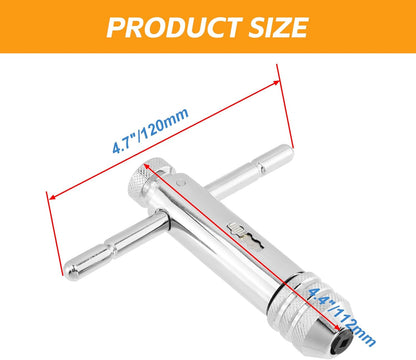 Ratchet Tap Wrench Adjustable T-Handle Tap Wrench Capacity Range M5-M12 V1258-DP02-B-3885