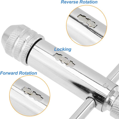 Ratchet Tap Wrench Adjustable T-Handle Tap Wrench Capacity Range M5-M12 V1258-DP02-B-3885
