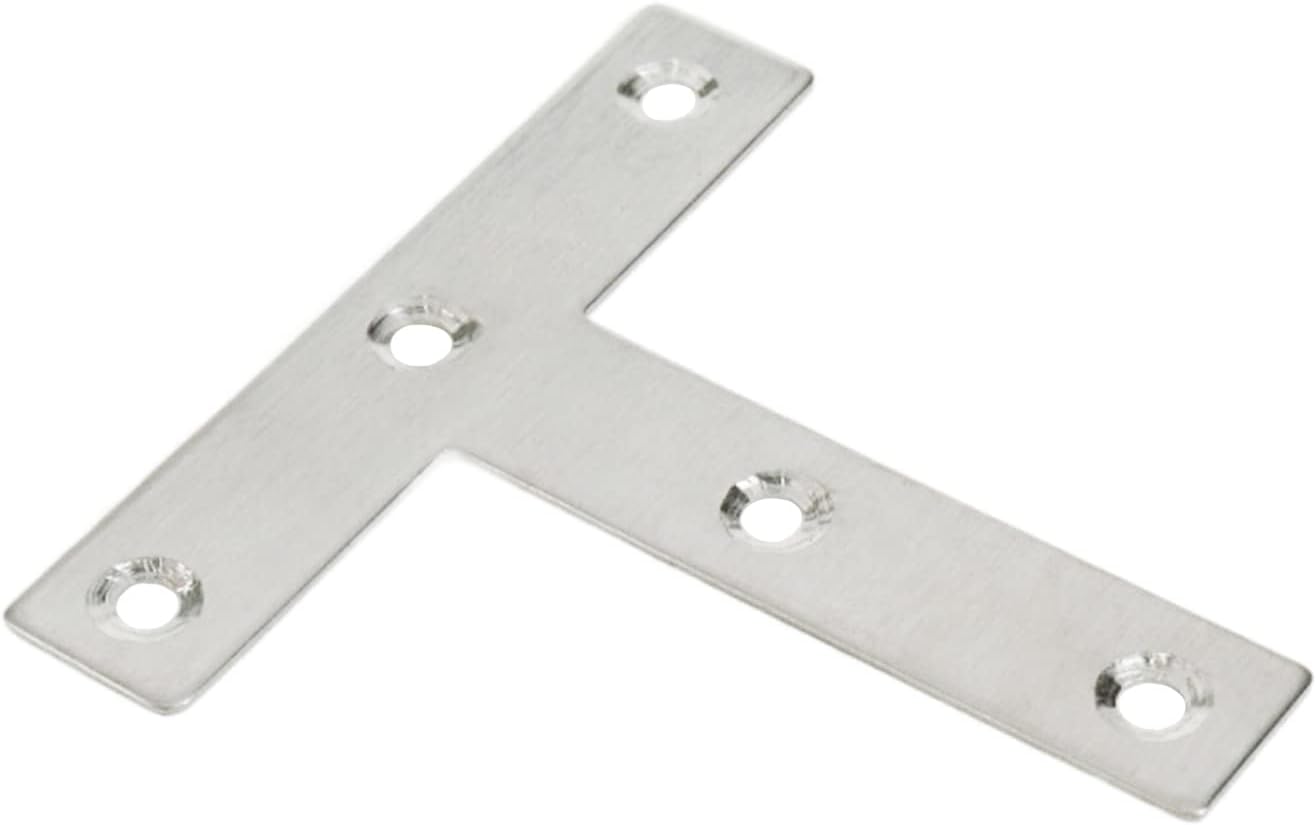 T Brackets Mending Plate 3.14" x 3.14" Stainless Steel Flat Repair Plate - 10pcs V1258-DP02-B-3886