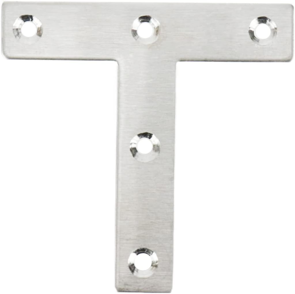 T Brackets Mending Plate 3.14" x 3.14" Stainless Steel Flat Repair Plate - 10pcs V1258-DP02-B-3886