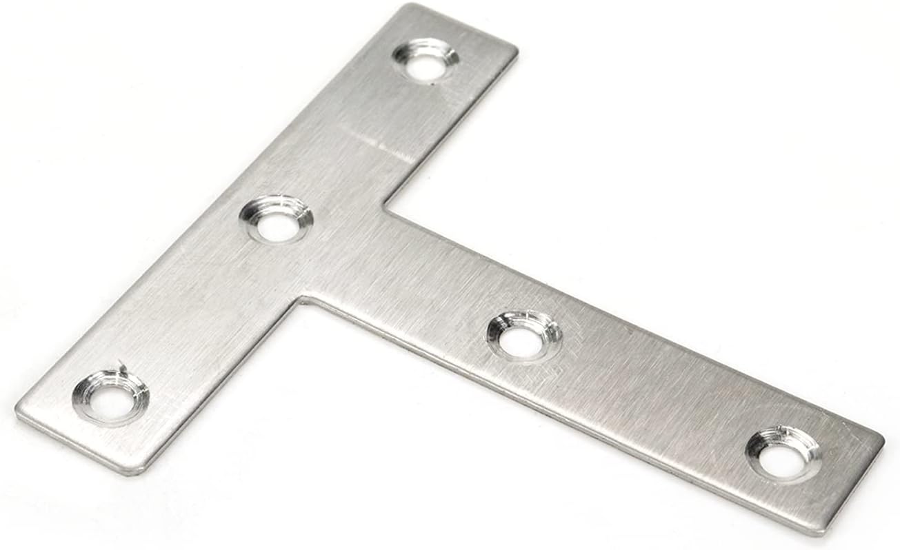 T Brackets Mending Plate 3.14" x 3.14" Stainless Steel Flat Repair Plate - 10pcs V1258-DP02-B-3886