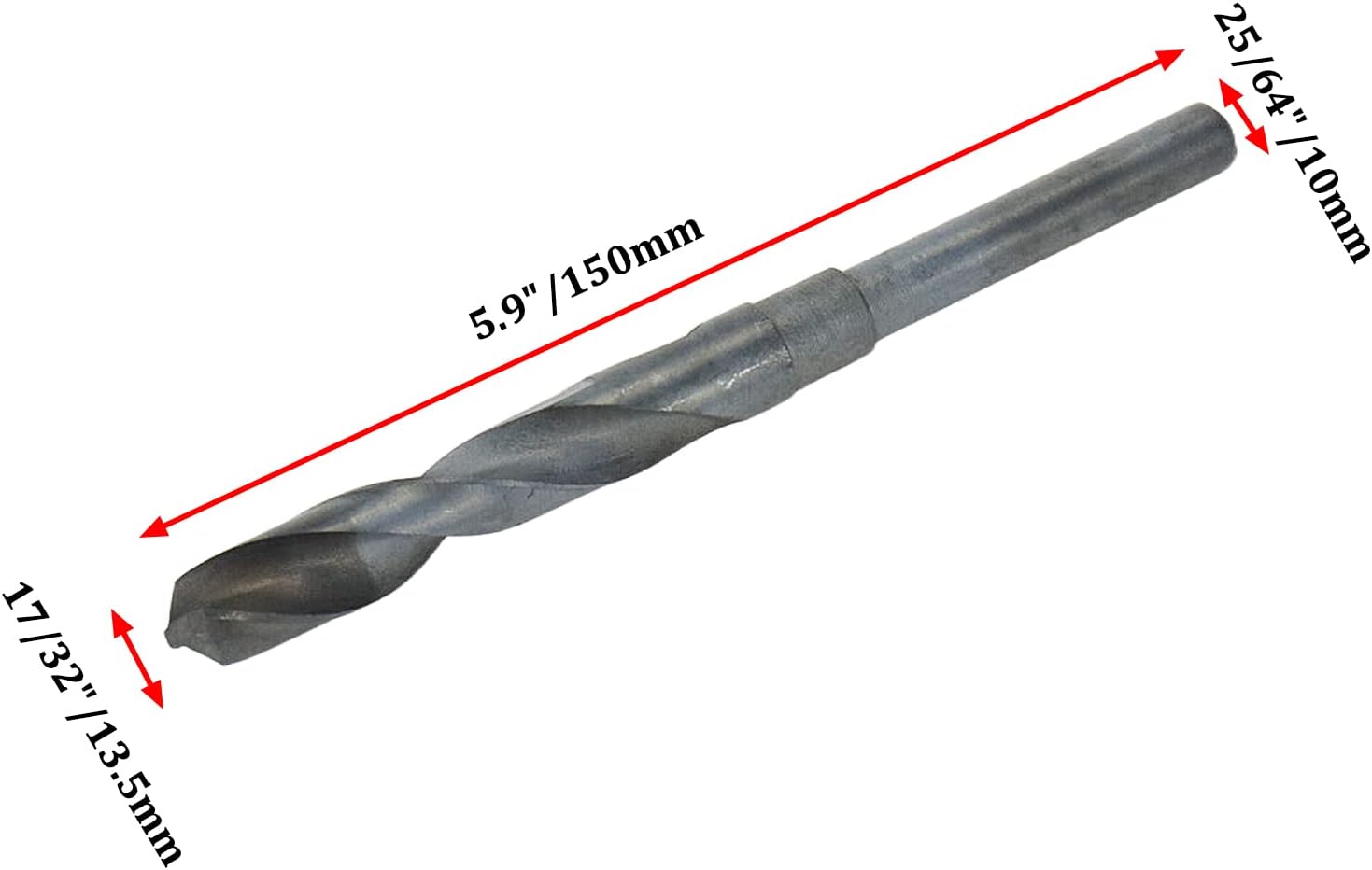 Reduced Shank Drill Bit 17/32"/13.5mm Drilling Dia High Speed Steel Straight Shank Drill Bit V1258-DP02-B-3887
