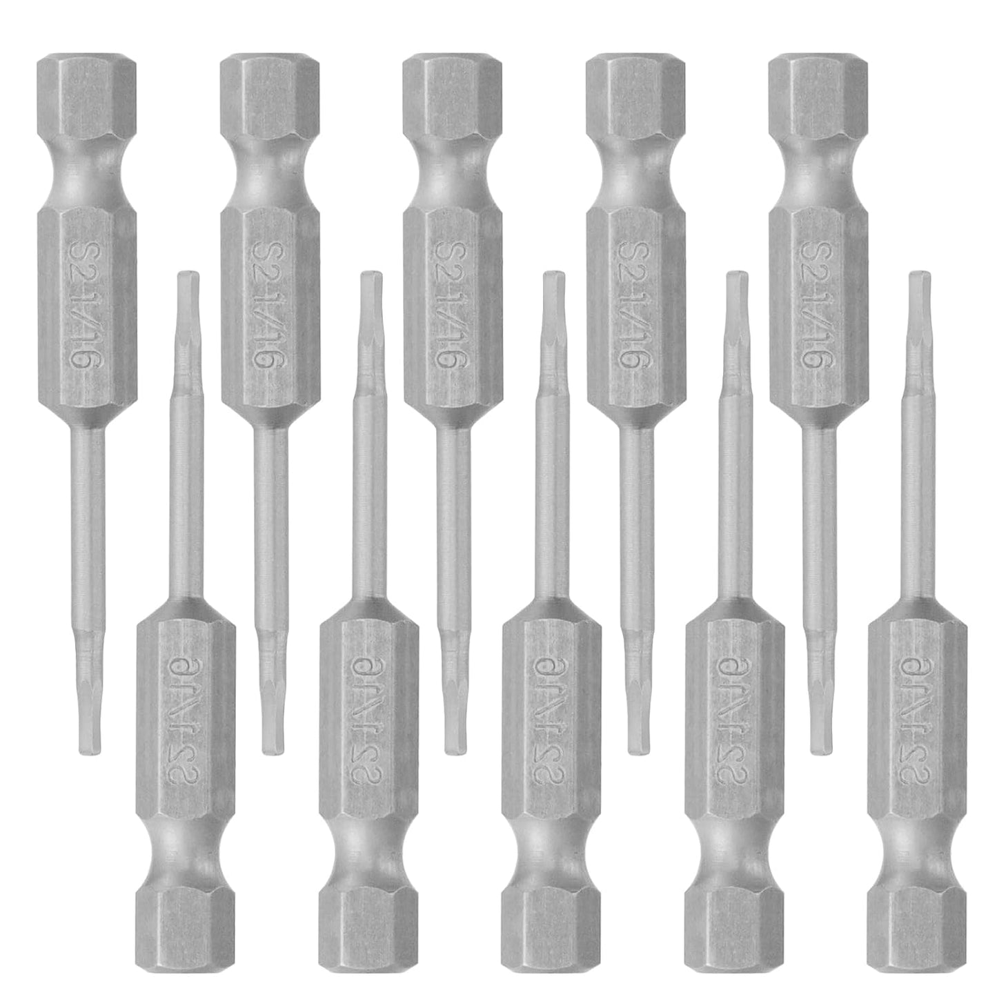 10pcs 1/16" Hex Allen Wrench Drill Bit Set, 1/4" Hex Shank, S2 Steel V1258-DP02-B-3890