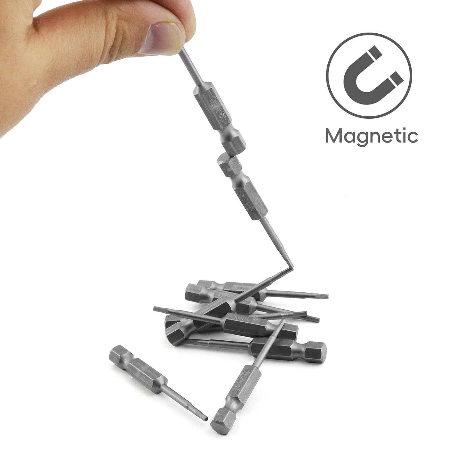 10pcs 1/16" Hex Allen Wrench Drill Bit Set, 1/4" Hex Shank, S2 Steel V1258-DP02-B-3890