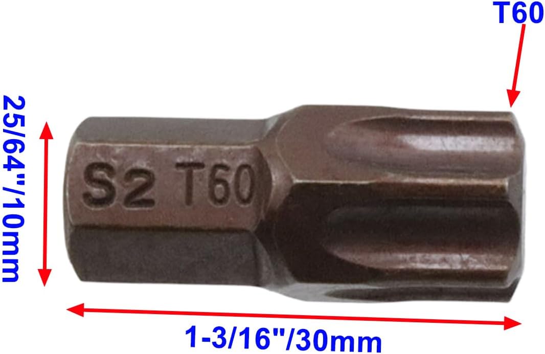 T60 Torx Screwdriver Bit Set 6 Point Star Bits with Hex Shank for Power Screwdriver Drill Impact Driver -8pcs V1258-DP02-B-3893