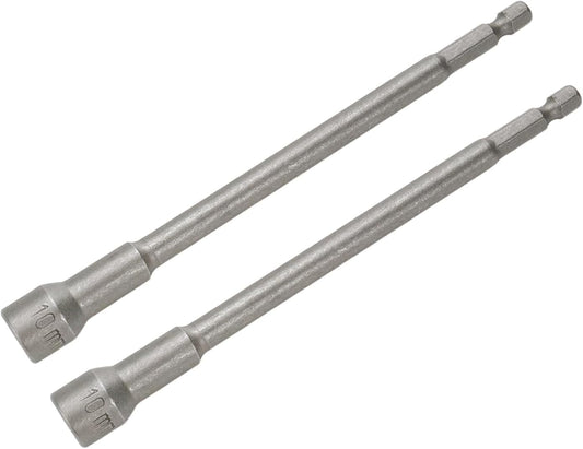 Hex Shank Magnetic Power Nut Driver Bit Set 10mm Hex Socket Extension Long Metric Hex Driver Bits -2pcs V1258-DP02-B-3896