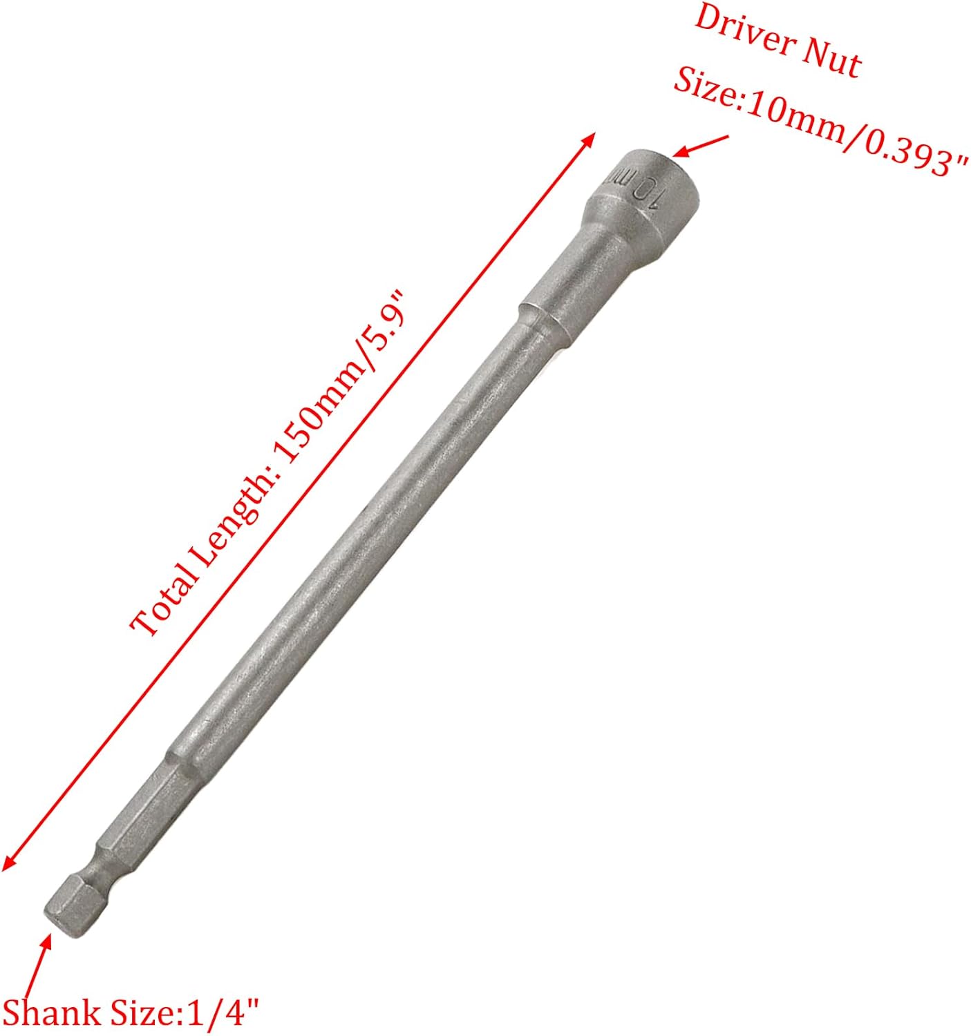Hex Shank Magnetic Power Nut Driver Bit Set 10mm Hex Socket Extension Long Metric Hex Driver Bits -2pcs V1258-DP02-B-3896