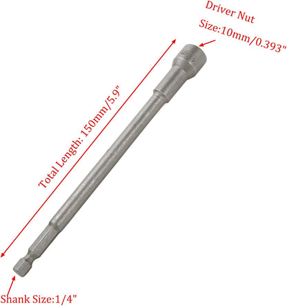 Hex Shank Magnetic Power Nut Driver Bit Set 10mm Hex Socket Extension Long Metric Hex Driver Bits -2pcs V1258-DP02-B-3896