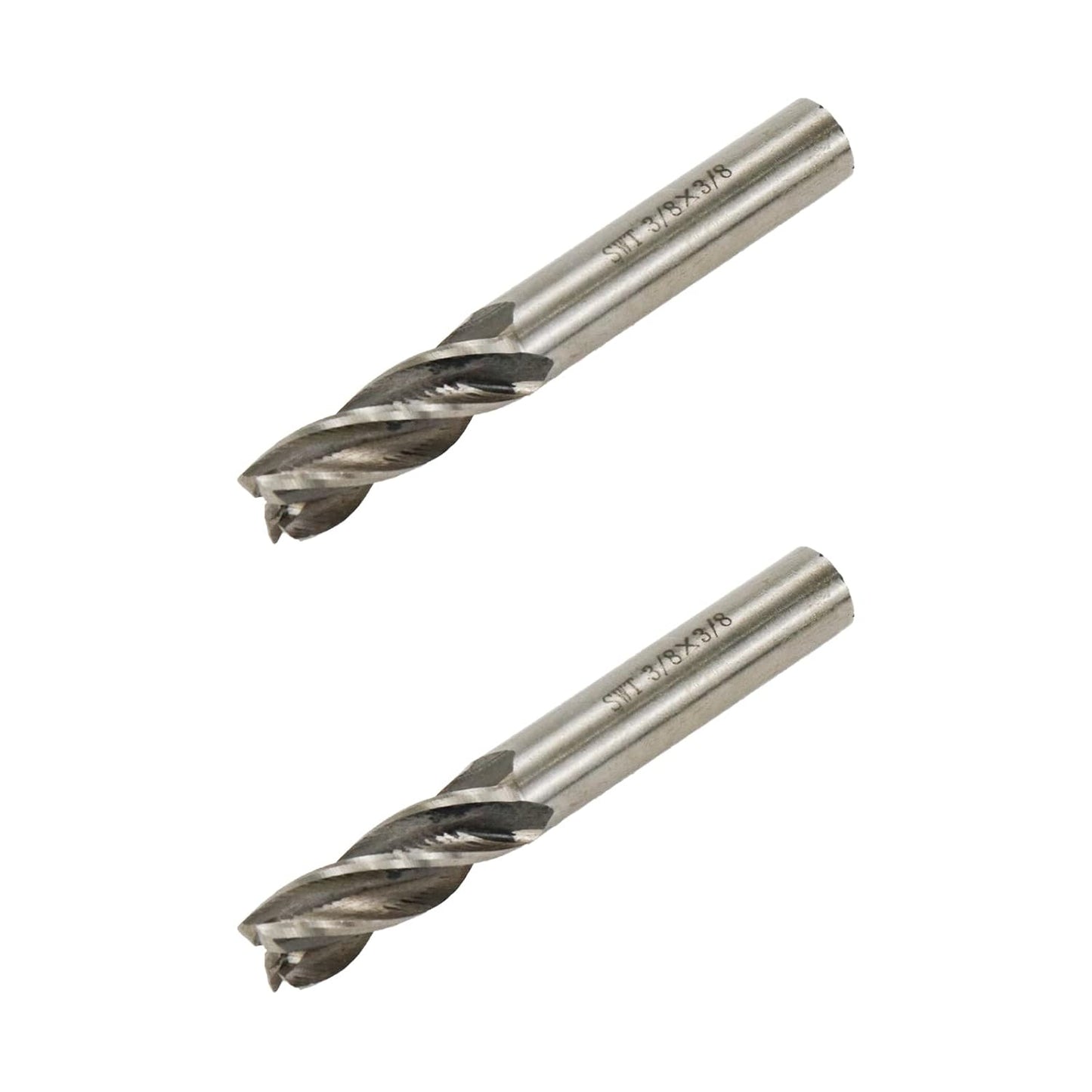 Square End Mill 3/8" Cutting Dia x 3/8" Shank Dia 4 Flute Straight End Mill Cutter - 2pcs V1258-DP02-B-3899