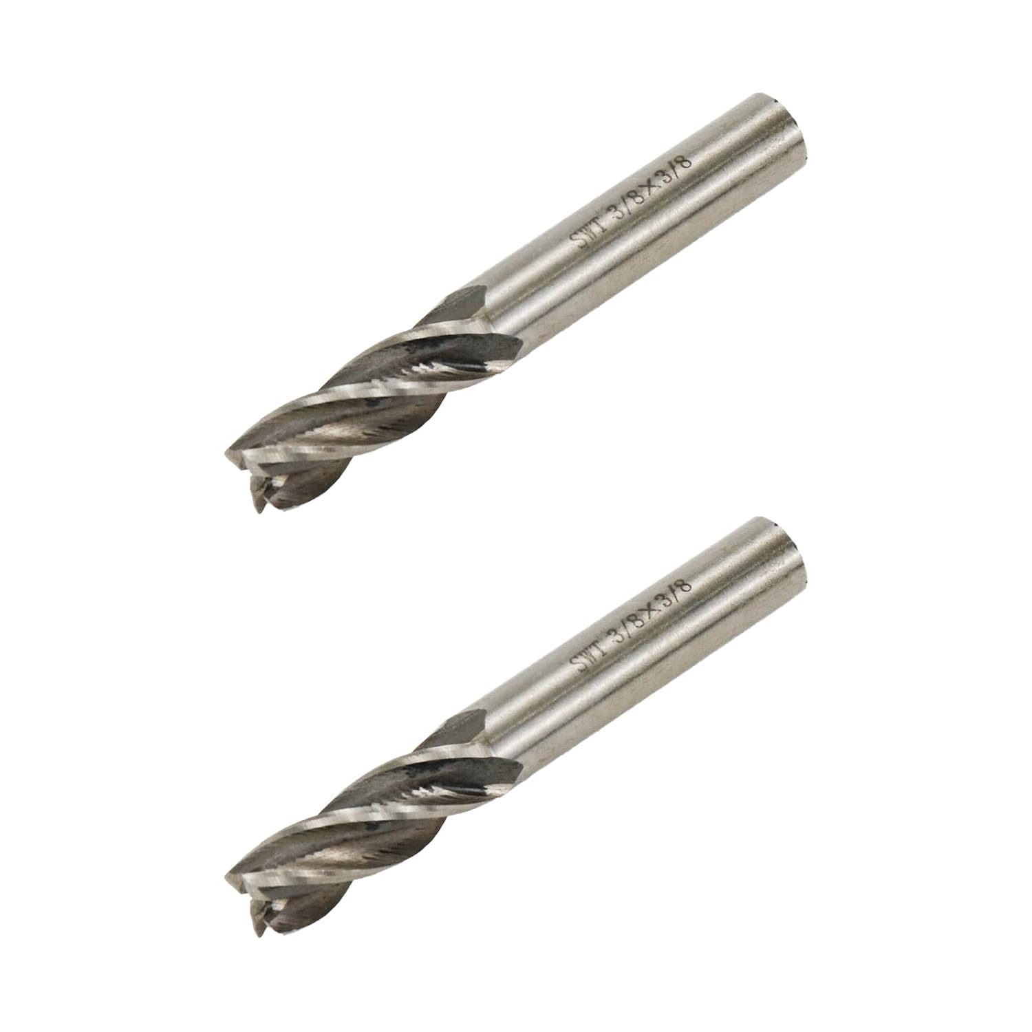 Square End Mill 3/8" Cutting Dia x 3/8" Shank Dia 4 Flute Straight End Mill Cutter - 2pcs V1258-DP02-B-3899