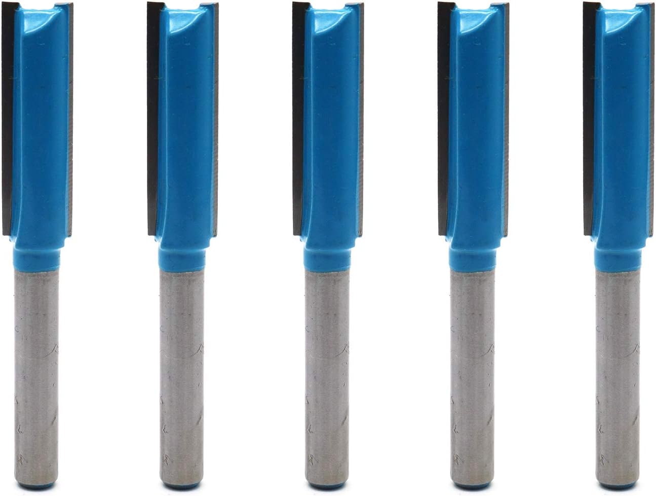 Straight Router Bit Double Flutes for Woodworking 1/4" Shank Dia 3/8" Cutting Dia - Pack of 5 V1258-DP02-B-3900
