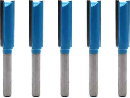 Straight Router Bit Double Flutes for Woodworking 1/4" Shank Dia 3/8" Cutting Dia - Pack of 5 V1258-DP02-B-3900
